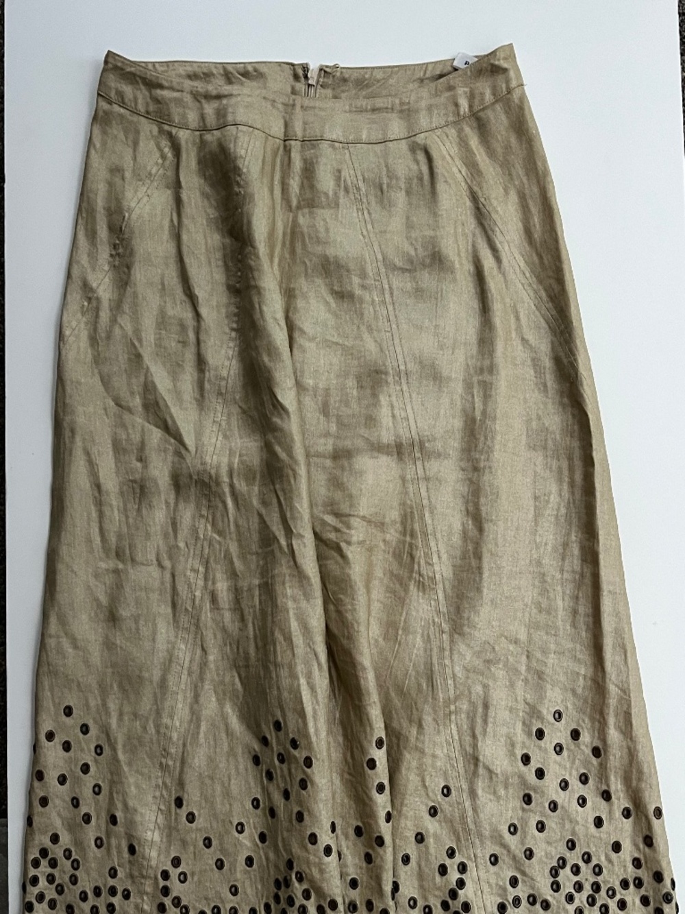 Bianca Nygard New York 100% Linen Skirt Size 6 Khaki
